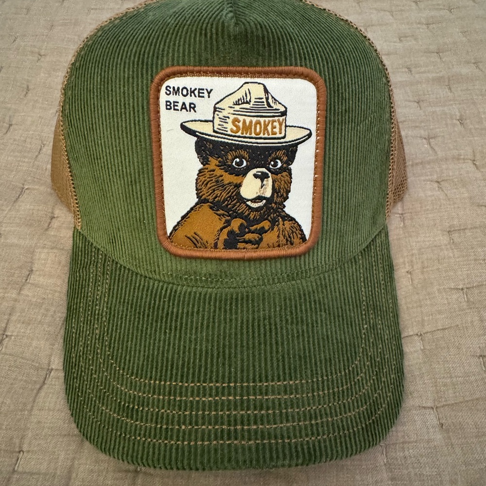 Green Smokey Bear Corduroy Cap